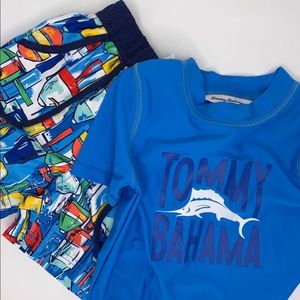 Tommy Bahamas NWT Toddler rashguard & swim trunks